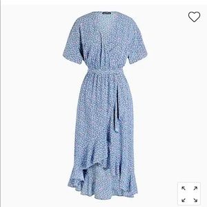V-neck high low ruffle hem dress